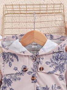 女嬰印花連帽風衣外套 - 彩色 - 查看 6