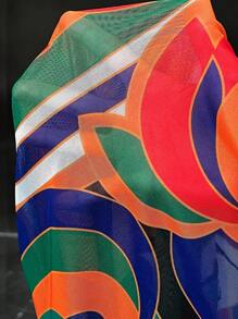 Slaydiva 大碼滿版印花毛茸茸袖口緊身洋裝 - 綠色 - 查看 6