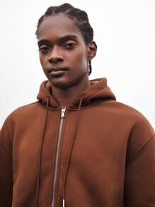 In My Nature 1入組男士拉鏈開襟戶外抽繩連帽衫 - 棕色 - 查看 7