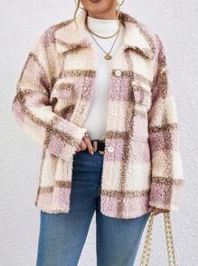 Calvaya 秋冬季大码格子毛绒休闲夹克 - 彩色 - 查看 1