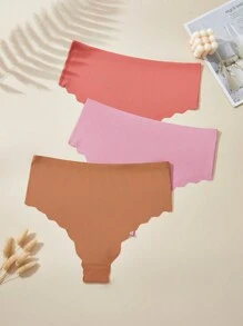 Plus 3pack Scallop Trim No Show Panty - Multicolor - View 2