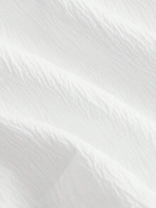 SHEIN MOD 素色褶邊腰部鏤空上衣 - 白色 - 查看 3