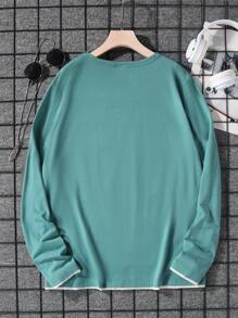 Teen Boy Slogan Graphic Contrast Binding Tee - Mint Green - View 2