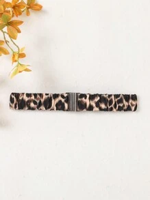 SHEIN 女大童1入組豹紋圖案腰帶絨毛外套 - 黑色 - 查看 4