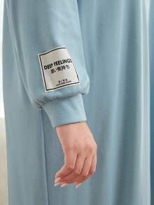 Mulvari Plus Size Letter Graphic Drop Shoulder Sweatshirt Dress - Blue - View 5