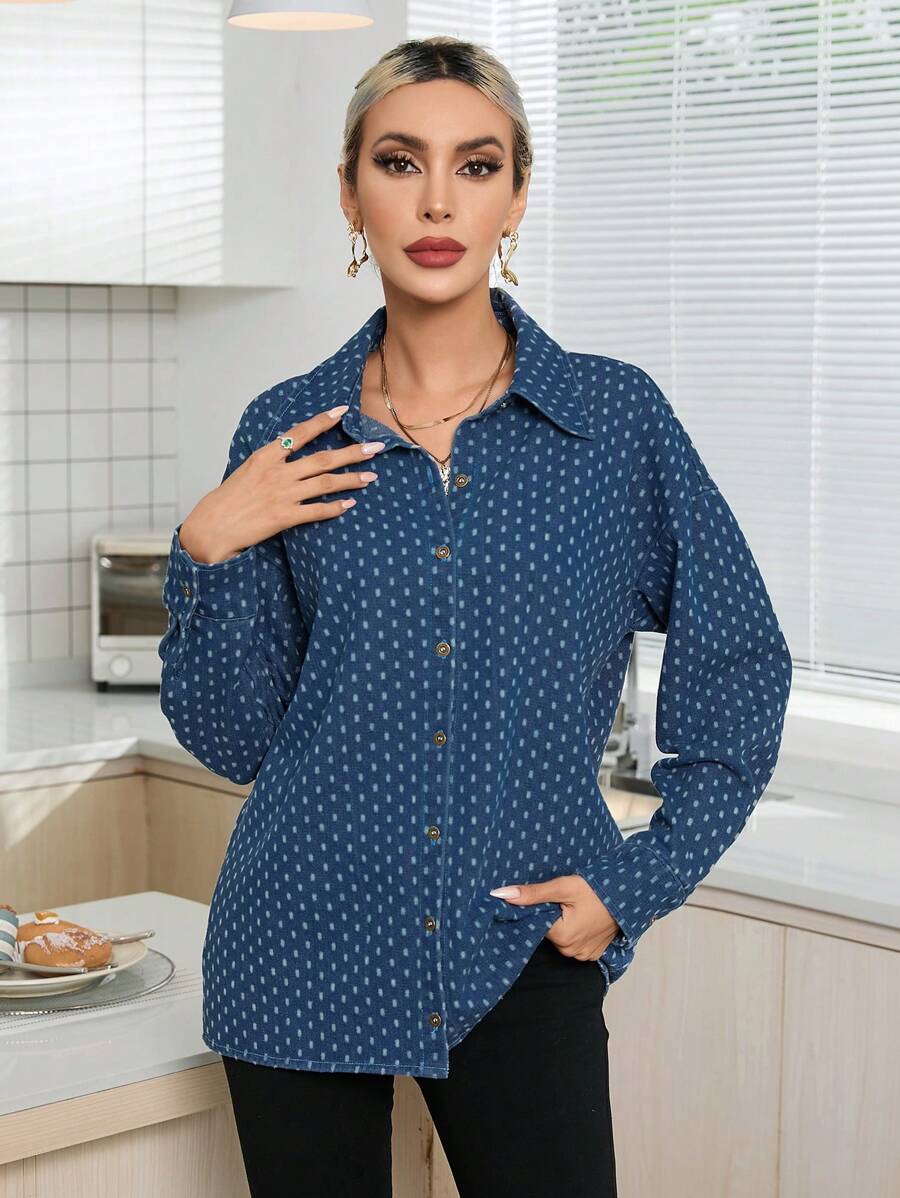 GENKIRA Nút phía trước Áo sơ mi - Nhiều màu - Xem 1