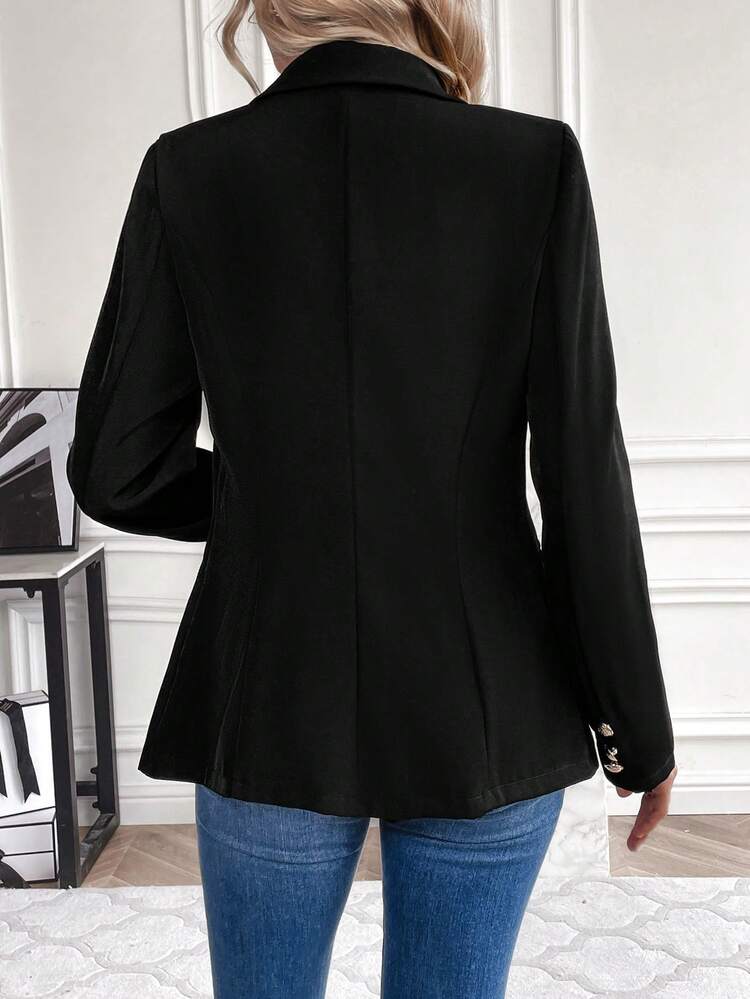 Appliques Detail Double Button Blazer Fall Cloth For Women