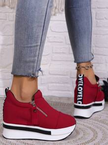 Giày thể thao đế xuồng ẩn thoáng khí mới về cho nữ - Đỏ - Xem 4