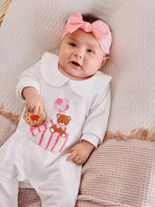 Đứa bé gái Đồ họa Hoạt hình Tương phản ràng buộc Áo liền quần chặt & Bộ Jumpsuit có giầy Bộ PJ - trắng - Xem 4