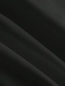 SHEIN MOD 素色前紐扣下擺打結襯衫 - 黑色 - 查看 3