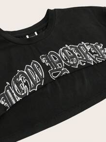 ROMWE PUNK Letter Graphic Super Crop Top, School