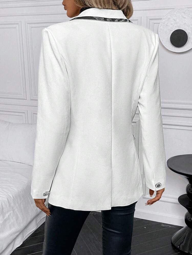 Contrast Trim Double Breasted Blazer