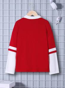 SHEIN Tween Boy Slogan Graphic 2 In 1 Polo Shirt