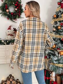 SHEIN LUNE Plaid Print Drop Shoulder Shirt - Multicolor - View 2