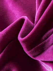 SHEIN 女小童刺繡字母圖案絲絨拉鍊開襟連帽衫和喇叭褲 - 玫紅色 - 查看 7