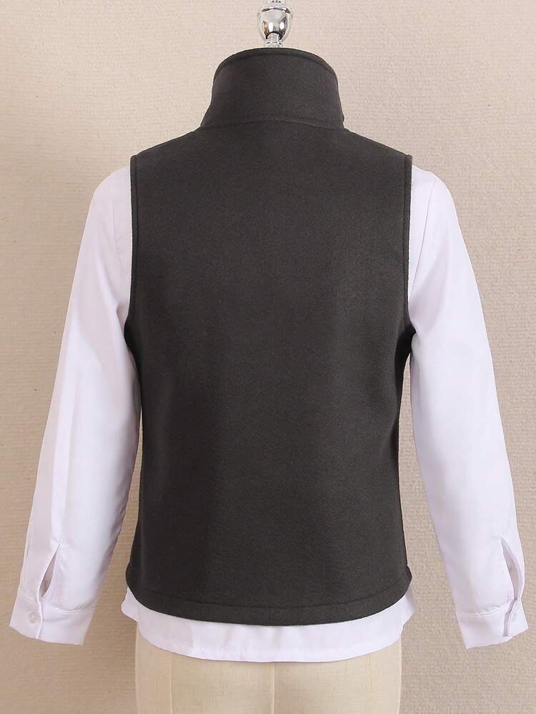 Tween Boy Solid Button Front Waistcoat & Shirt