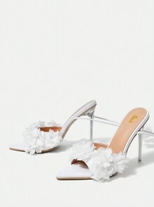 SheIn BAE Women's High Heeled Sandals - White - View 3