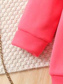 SHEIN Tween Girl Star Print Hooded Sweatshirt & Leggings - Hot Pink - View 6