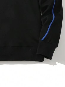 Hombres Sudadera con bordado de letra ribete en contraste