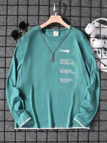 Teen Boy Slogan Graphic Contrast Binding Tee - Mint Green - View 1