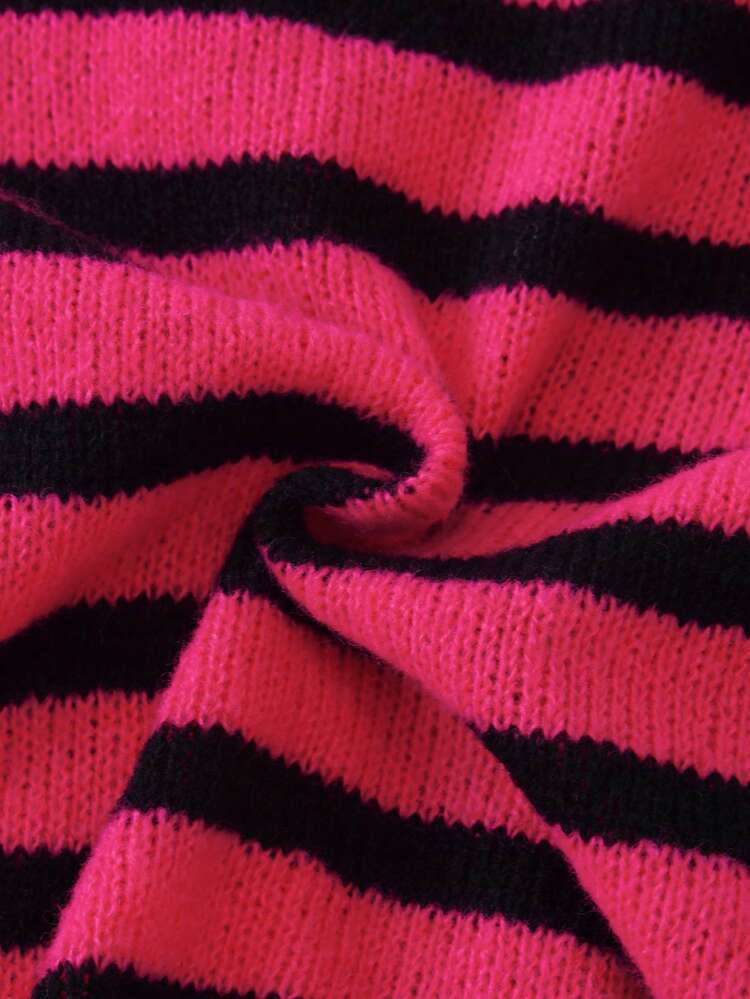 Tween Girl Striped Pattern Drop Shoulder Cardigan
