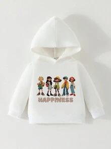 SHEIN 男嬰人物和字母圖案連帽衫