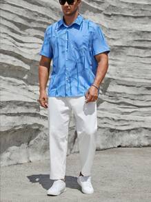 Manfinity RSRT Men Plus Tropical Print Shirt - Blue - View 6