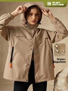 In My Nature 女式插肩袖单排扣连帽户外风衣夹克冬季女式上衣