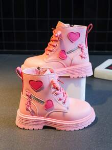 女童靴子秋冬新款平底儿童短靴高帮靴女童公主靴宝宝鞋