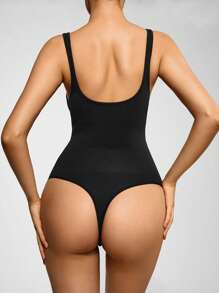 SHAPORA Chất rắn Bodysuit định hình - màu đen - Xem 5
