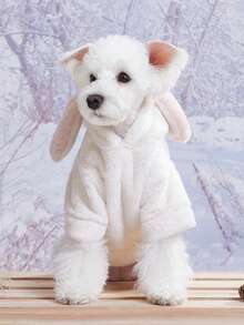 Petsin Plush Rabbit Cosplay Coral Fleece White Pet Hoodie For Autumn/winter - Multicolor - View 4