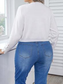 Calvaya 大碼前紐扣開襟衫 - 白色 - 查看 2