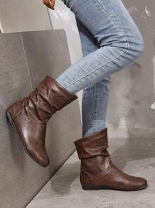 Fall/Winter 2025 Ladies' Fashionable Flat Mid-Calf Boots With Chunky Sole,Western Boots - Brown - View 2