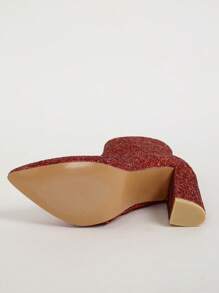 2023新品到貨女士們時尚靴子,尖頭,粗跟,銀顏色,性感踝靴 - 中紫紅色 - 查看 3