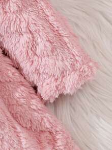 Bebé niña Vestido ribete con fruncido de peluche sin bolso - Rosa - Ver 7