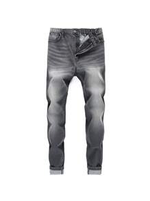 適合青少年男孩的貓鬚刷洗牛仔褲 - 黑色 - 查看 1