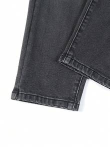 適合青少年男孩的貓鬚刷洗牛仔褲 - 黑色 - 查看 7