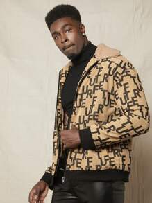 GENTILAND 宽松版型男士字母图案羊羔绒领落肩夹克（不含 T 恤） - 彩色 - 查看 5