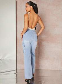 Silquee 素色露背吊帶連體衣