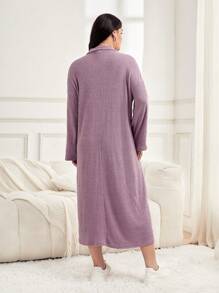 Mulvari Hơn Thả vai Đồ đan Ribbed Đầm - Màu tím - Xem 3
