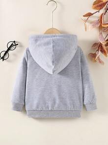 Young Boy Zip Up Thermal Lined Sweatshirt - Grey - View 2
