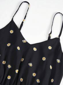 Soleia Ditsy Floral Cami Dress - Black - View 3