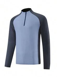 Manfinity Sport Corelite Áo khoác thể thao nam màu colorblock có dây kéo raglan Áo khoác thể thao tập luyện - Nhiều màu - Xem 1