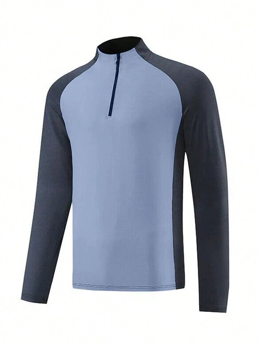 Manfinity Sport Corelite Áo khoác thể thao nam màu colorblock có dây kéo raglan Áo khoác thể thao tập luyện - Nhiều màu - Xem 1