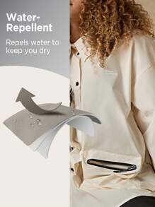 In My Nature Zip Detail Patched Pocket Drop Shoulder Oversized Outdoor Shirt - Beige - View 3