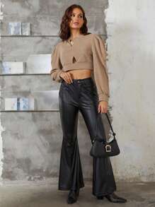 SHEINNeu Cut Out Front Crop Sweatshirt