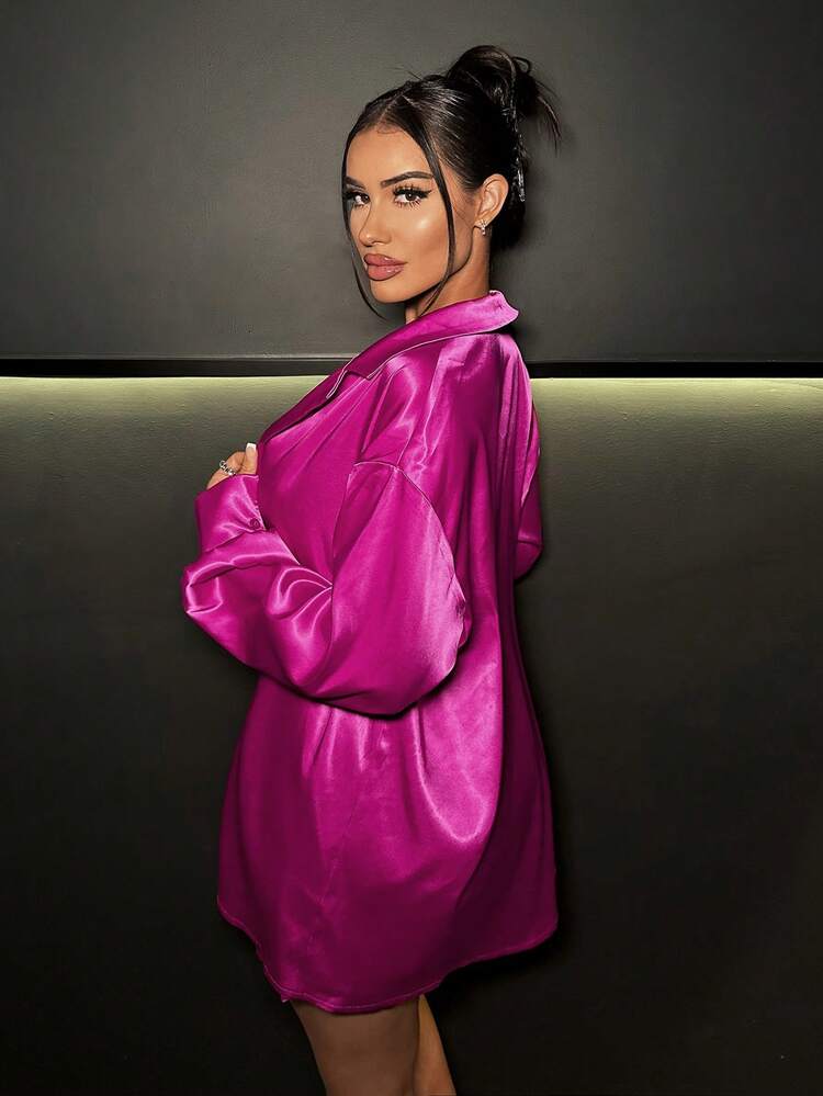 Solid Tube Top & Skirt & Satin Blouse