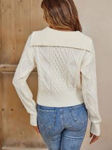 SHEIN LUNE Cable Knit Drop Shoulder Sweater Knit Pullover Fall Winter Outfit