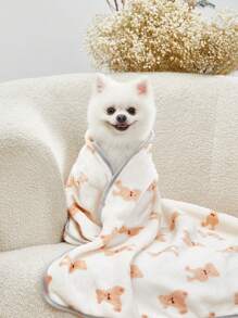 PETSIN 可愛和舒適寵物毯帶淺褐色的小熊印花 - 彩色 - 查看 5