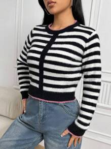 Lunelith SHEIN Lunessa Pull Court À Rayures